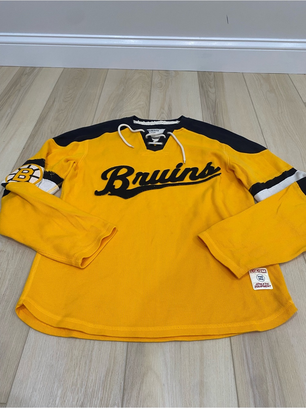 Vtg Boston Bruins CCM Pro Ok'd Athletic Equipment  Retro Style Mens Sz Small